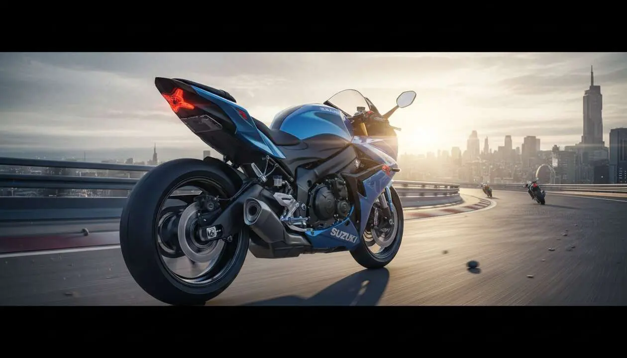  Suzuki GSX-8R 2026 mostrando su dise&ntilde;o innovador y avances tecnol&oacute;gicos en la conducci&oacute;n deportiva &mdash; Imagen generada por IA 