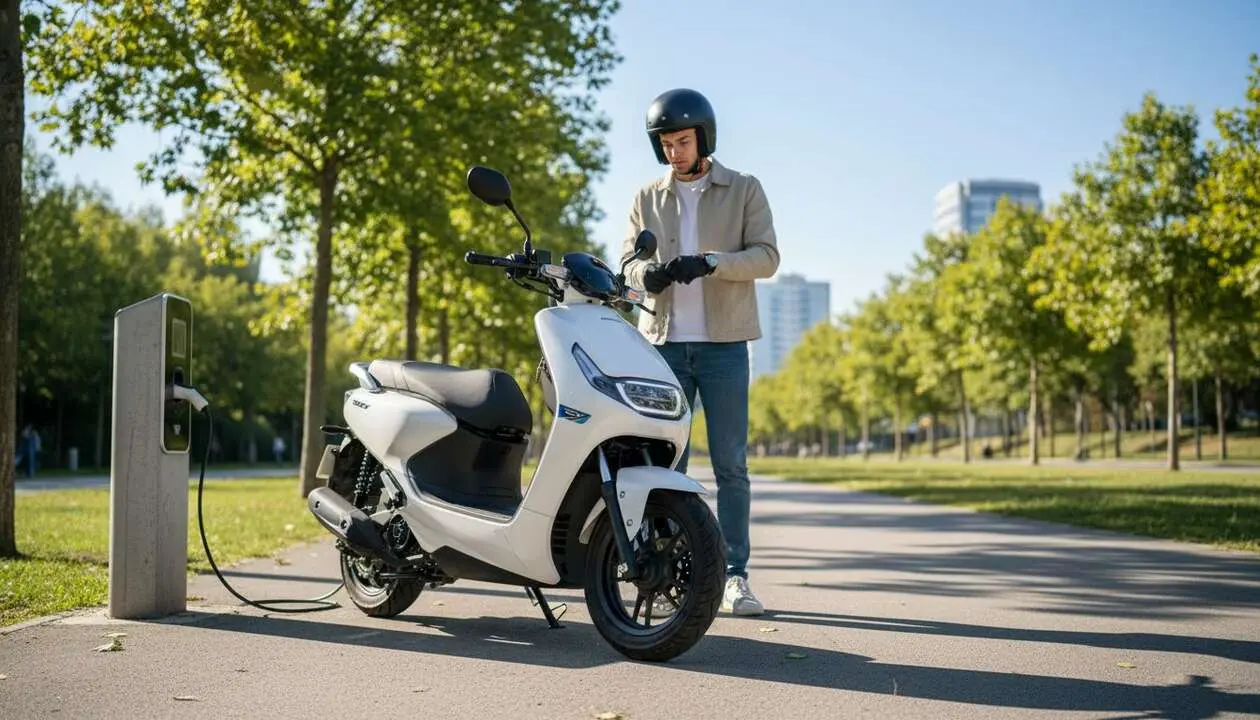  Honda CUV e scooter el&eacute;ctrico ideal para el carnet A1 con dise&ntilde;o moderno y tecnolog&iacute;a avanzada &mdash; Imagen generada por IA 