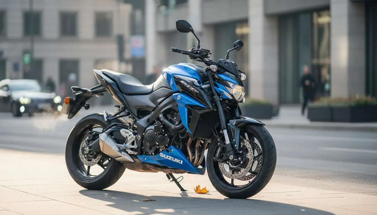  Suzuki GSX-8S en color rojo mostrando su dise&ntilde;o moderno, potencia destacada y precio exclusivo en motocicletas deportivas &mdash; Imagen generada por IA 