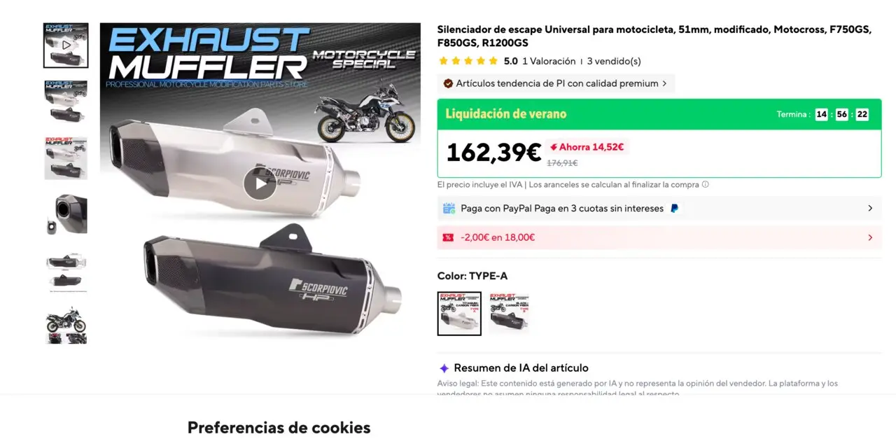 Los escapes de Aliexpress
