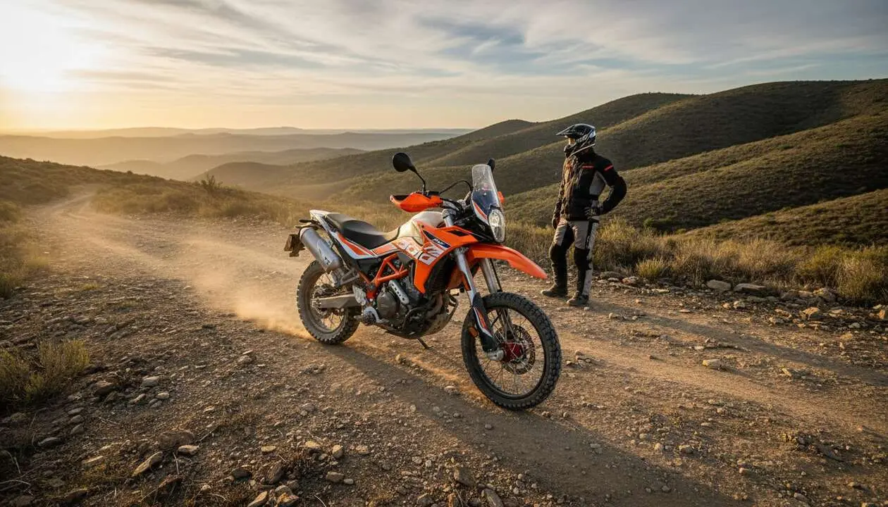  Voge 300 Rally en acci&oacute;n, la moto trail ligera perfecta para aventuras y viajes todoterreno emocionantes &mdash; Imagen generada por IA 