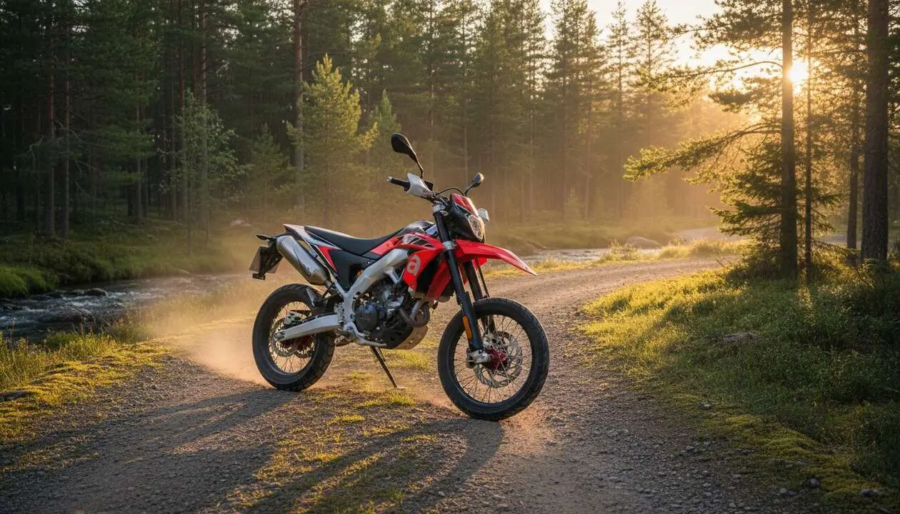  Aprilia RX 125 destacada en ruta mostrando su dise&ntilde;o innovador y caracter&iacute;sticas sorprendentes para motociclistas urbanos &mdash; Imagen generada por IA 