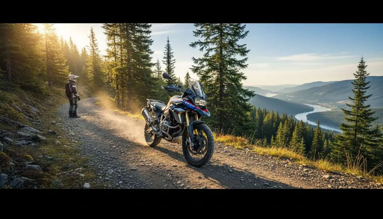  BMW F 450 GS en acci&oacute;n en terrenos de aventura mostrando su dise&ntilde;o innovador y capacidad todo terreno &mdash; Imagen generada por IA 