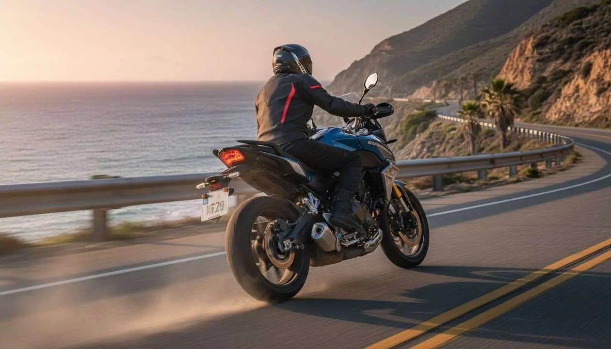  QJMOTOR SRT 700 On Road 2026 en carretera mostrando dise&ntilde;o innovador y caracter&iacute;sticas avanzadas para motos modernas &mdash; Imagen generada por IA 