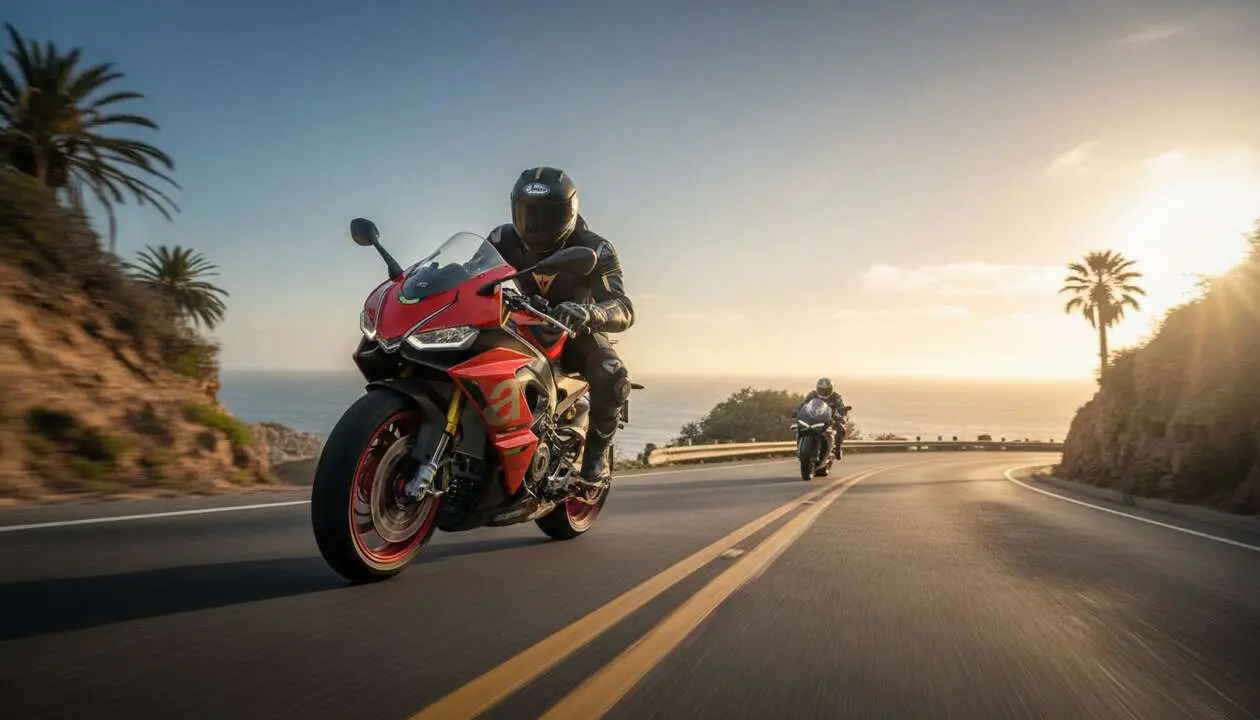  Aprilia RS 660 destacada en carretera, la moto deportiva que compite con los grandes del mercado actual - Imagen generada por IA 