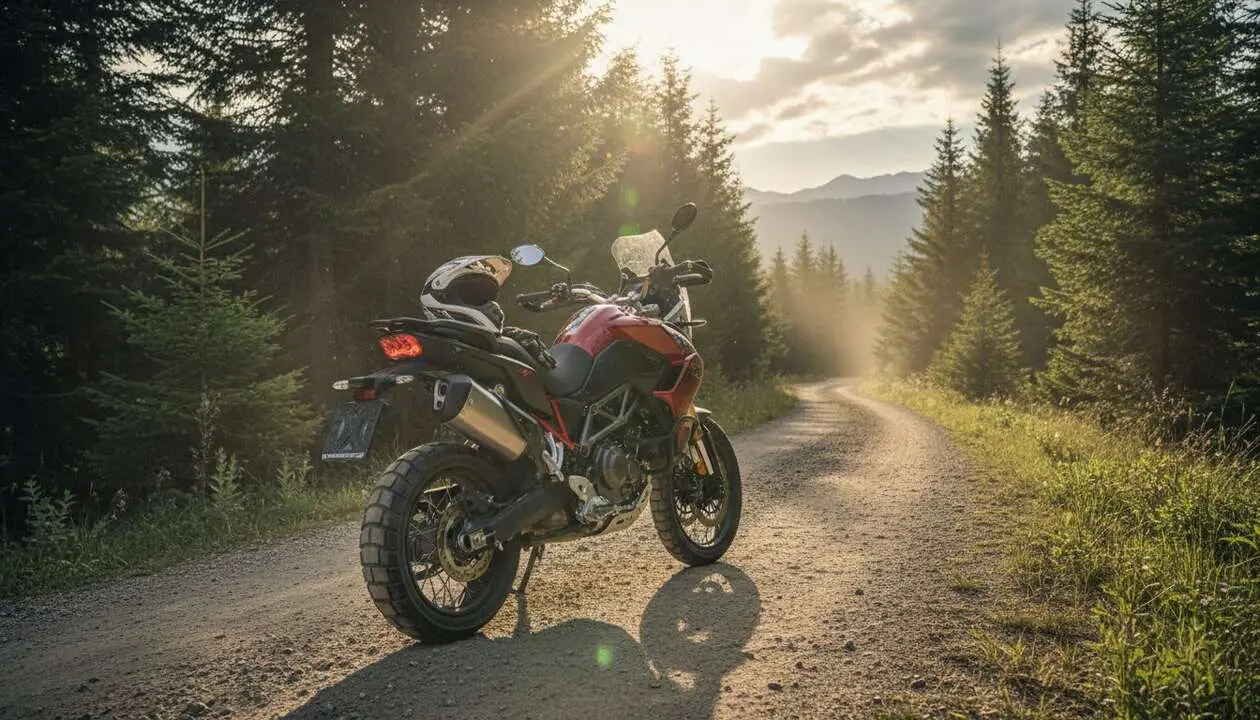  Moto Morini X-Cape 700 destacada en ruta mostrando su dise&ntilde;o innovador y rendimiento superior en motos trail - Imagen generada por IA 
