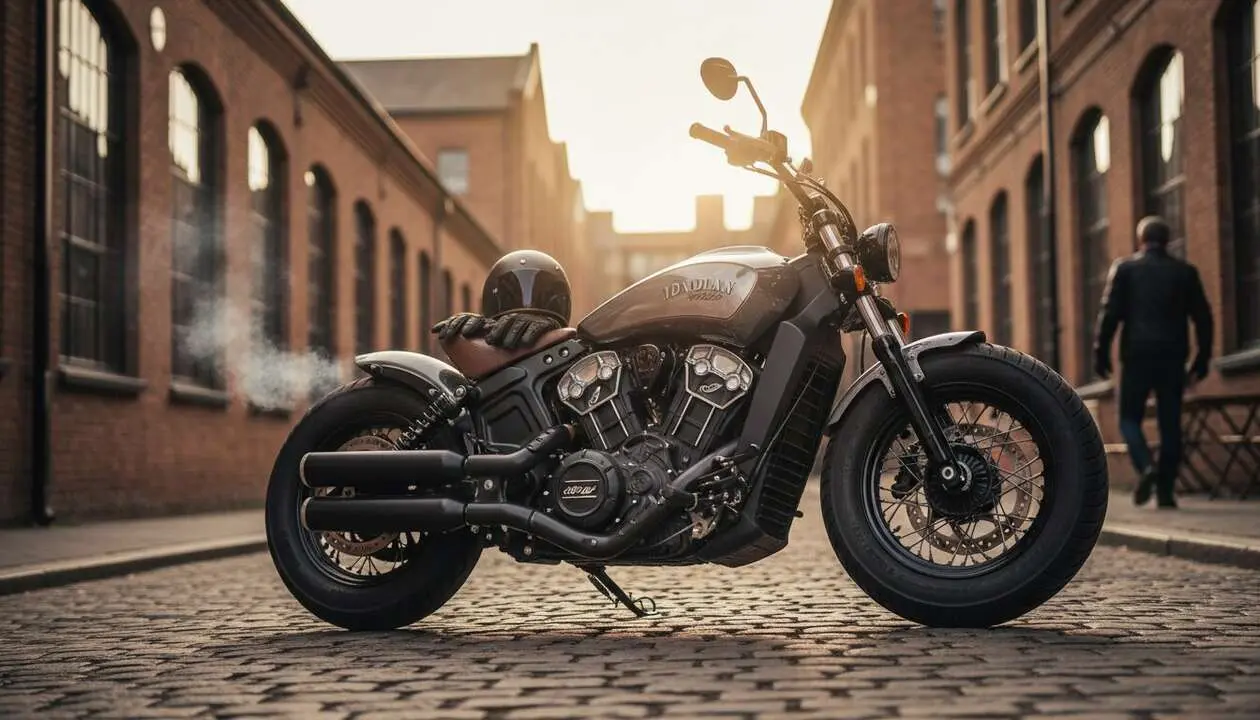  Indian Sixty Bobber en acci&oacute;n mostrando su dise&ntilde;o cl&aacute;sico y potente para los verdaderos amantes del motor - Imagen generada por IA 