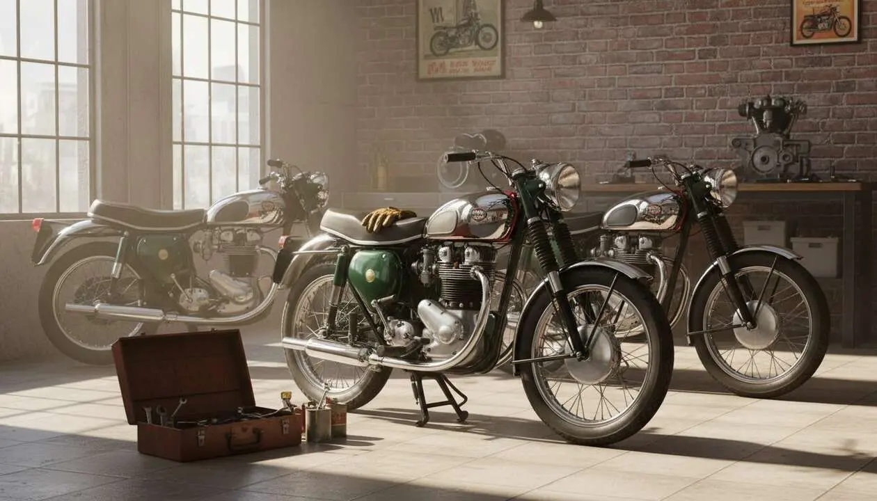  Motos cl&aacute;sicas BSA vintage en excelente estado que encantan a coleccionistas y amantes de la historia motociclista - Imagen generada por IA 