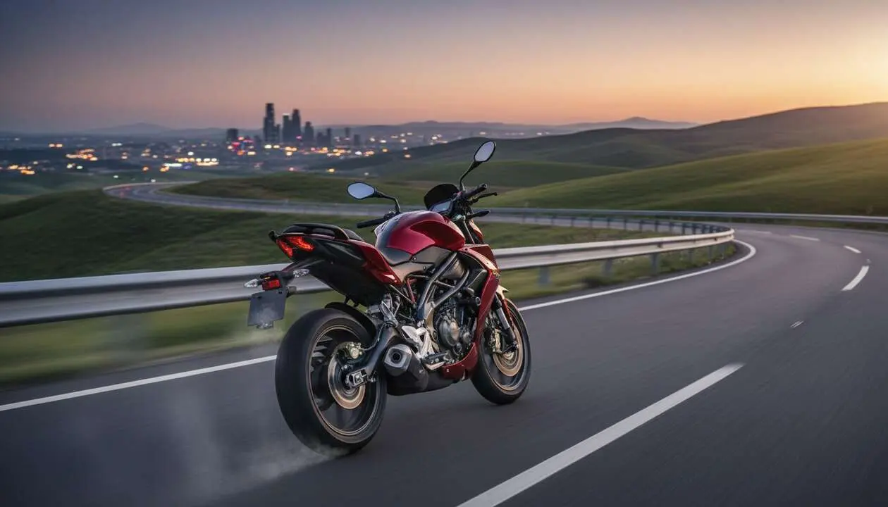  Benelli TNT 302 en acci&oacute;n mostrando su dise&ntilde;o innovador y rendimiento excepcional en carretera urbana - Imagen generada por IA 