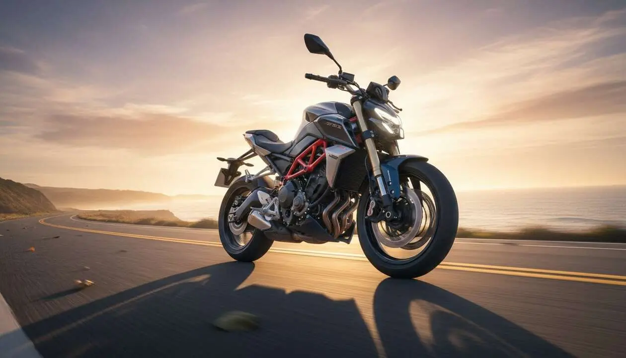  Motocicleta Zontes 703 RR naked deportiva y asequible ideal para uso urbano diario con dise&ntilde;o moderno y rendimiento destacado - Imagen generada por IA 