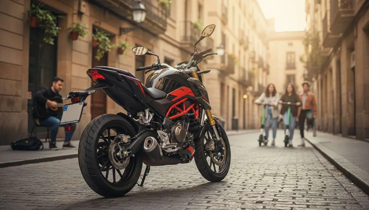  Macbor Shifter EVO 125 naked urbana en Barcelona destacada por dise&ntilde;o moderno y rendimiento eficiente - Imagen generada por IA 