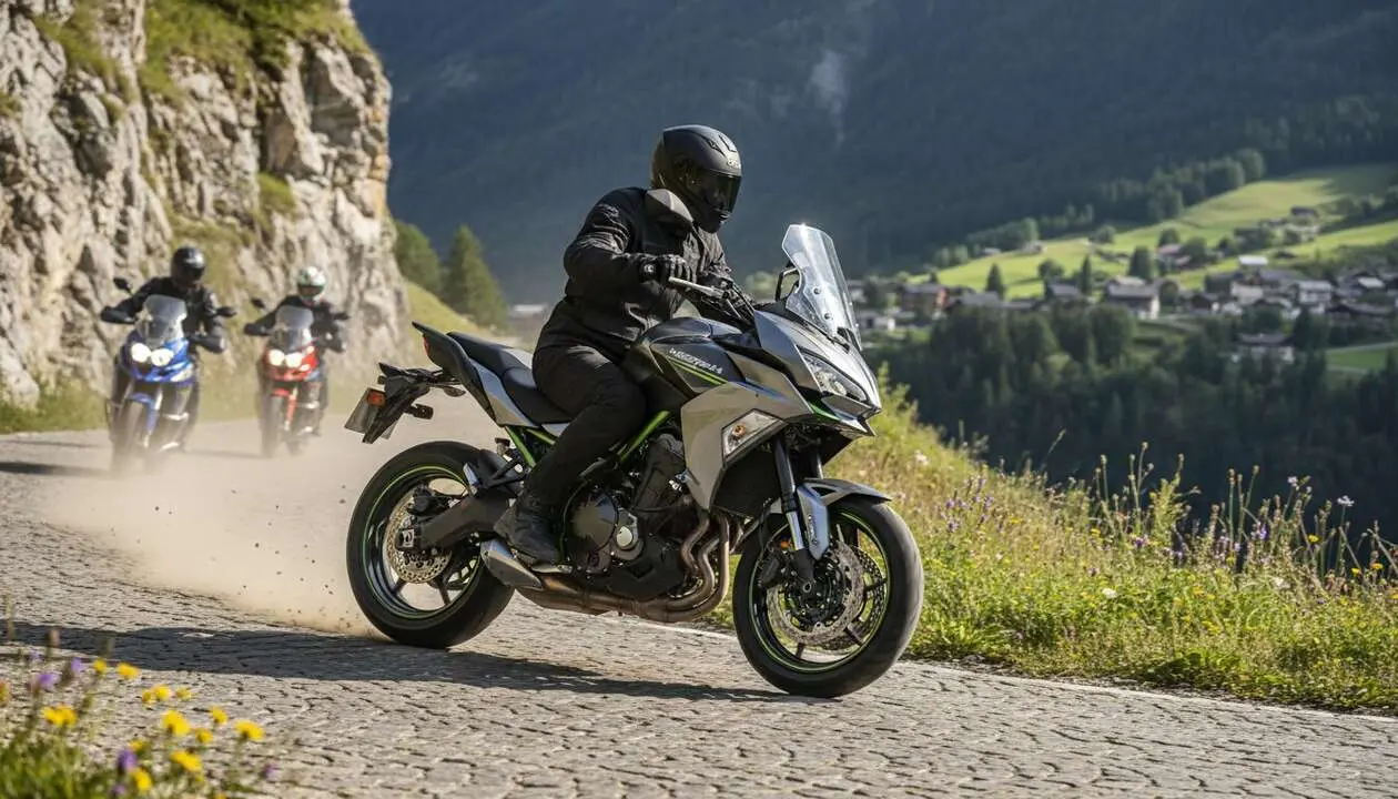  Kawasaki Versys 900 en Europa lista para competir con motos chinas en el mercado de motocicletas adventure - Imagen generada por IA 