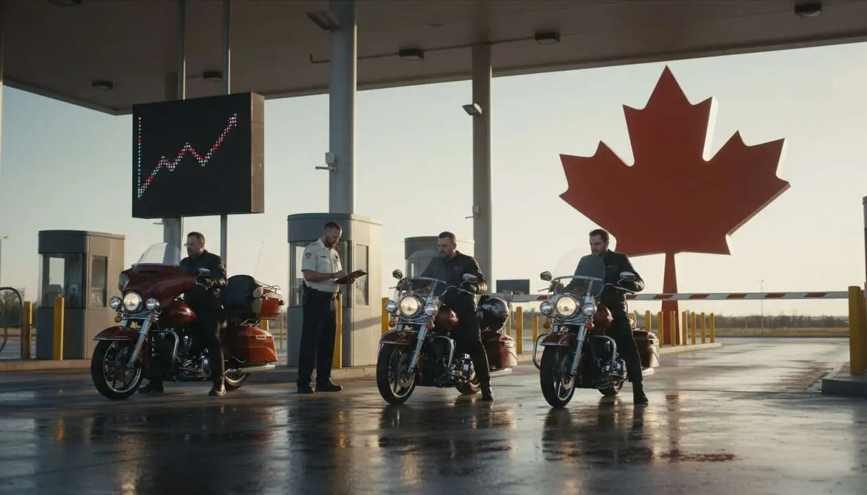  Harley Davidson afronta un arancel del 50% en Canad&aacute; y sus consecuencias - Imagen generada por IA 