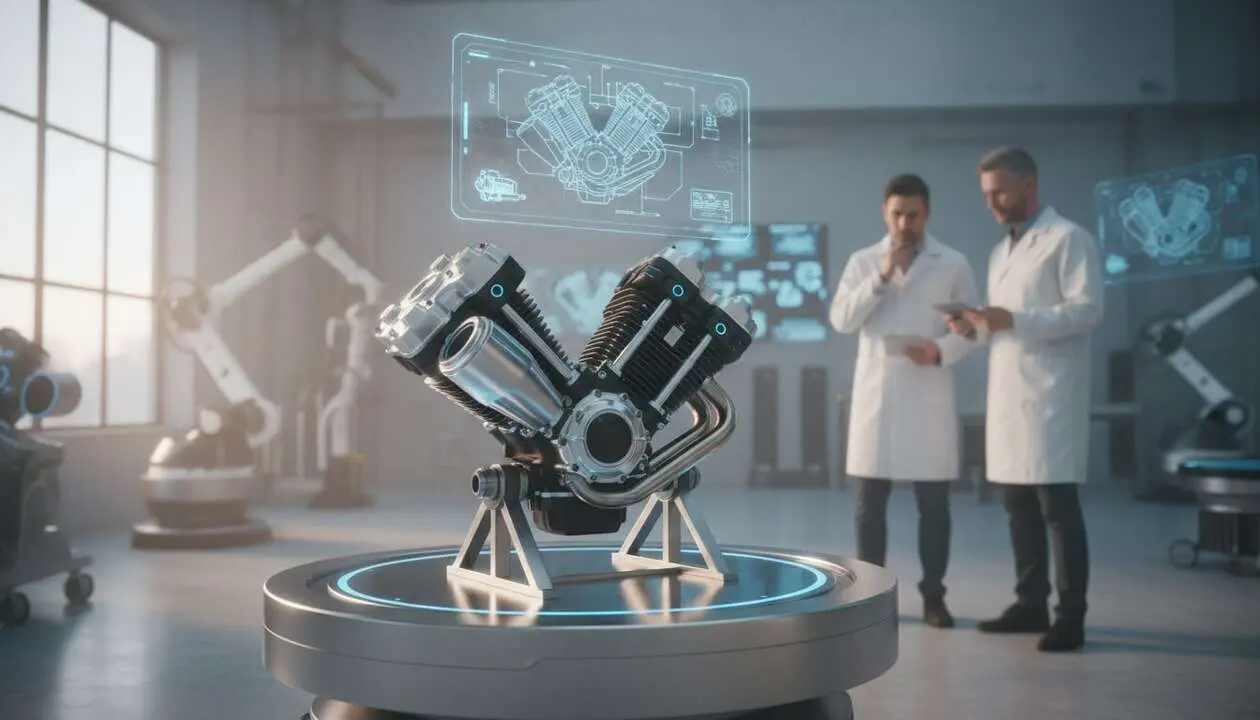  Patente de QJMOTOR para un sorprendente motor V-twin de un solo cilindro - Imagen generada por IA 