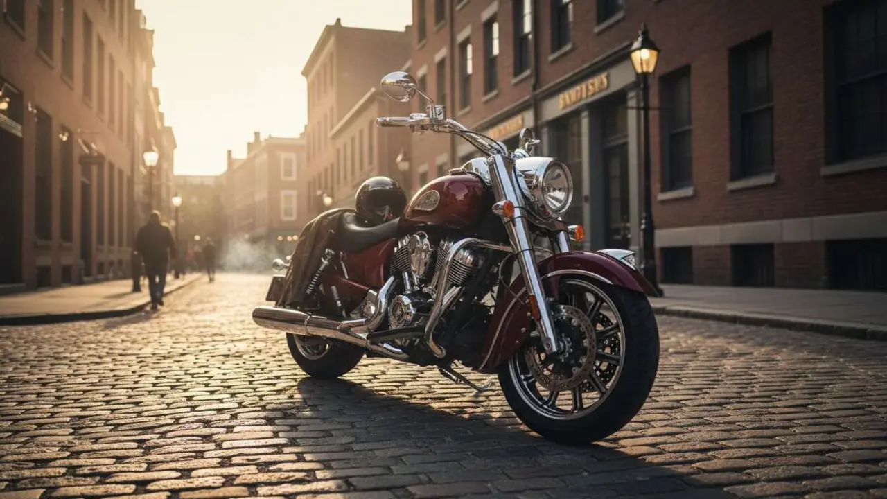  Vista lateral de la motocicleta Indian Super Chief Limited edici&oacute;n especial con dise&ntilde;o cl&aacute;sico y detalles exclusivos &mdash; Imagen generada por IA 