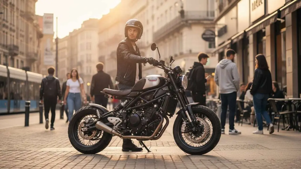  Benelli Leoncino Bobber 400 custom dise&ntilde;ada para la generaci&oacute;n Z con estilo moderno y tecnolog&iacute;a avanzada &mdash; Imagen generada por IA 
