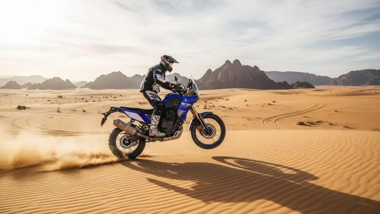  Yamaha Tenere 700 Rally 2026 en acci&oacute;n, la moto ideal para aventuras y la competici&oacute;n Dakar &mdash; Imagen generada por IA 
