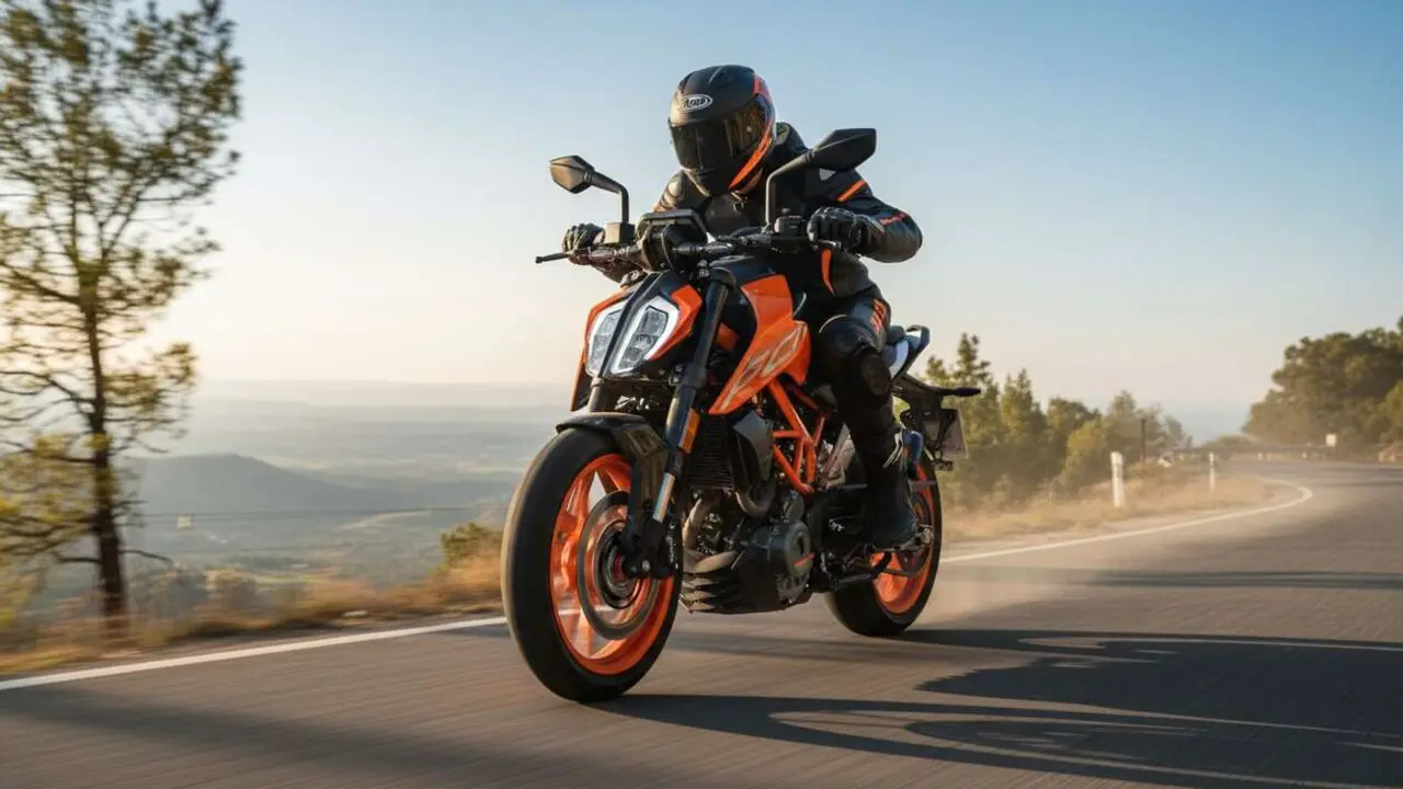  KTM 125 Duke 2026 mostrando dise&ntilde;o actualizado y caracter&iacute;sticas innovadoras para la moto del a&ntilde;o &mdash; Imagen generada por IA 