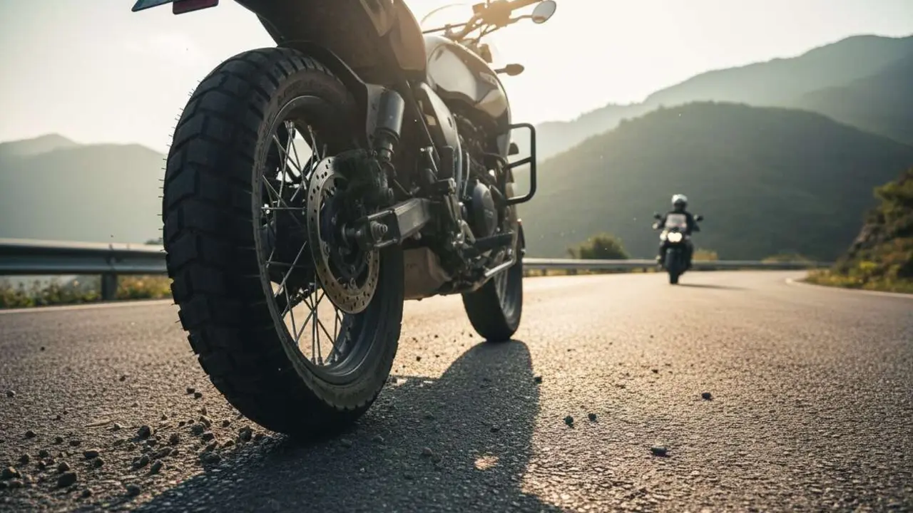  Neum&aacute;ticos moto duraderos y seguros para mejorar el rendimiento y la seguridad en tus viajes en motocicleta &mdash; Imagen generada por IA 
