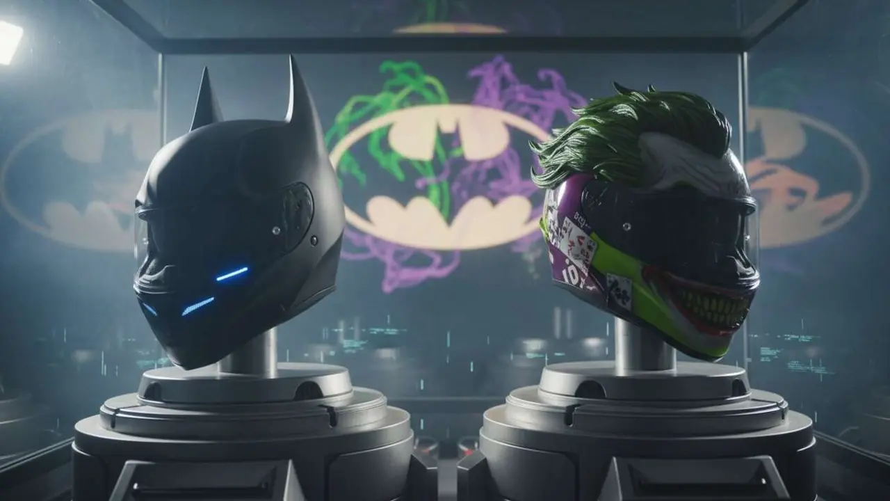  Cascos Ruroc edici&oacute;n limitada DC 2026 con dise&ntilde;os impactantes de Batman y Joker para motoristas fans de los c&oacute;mics &mdash; Imagen generada por IA 