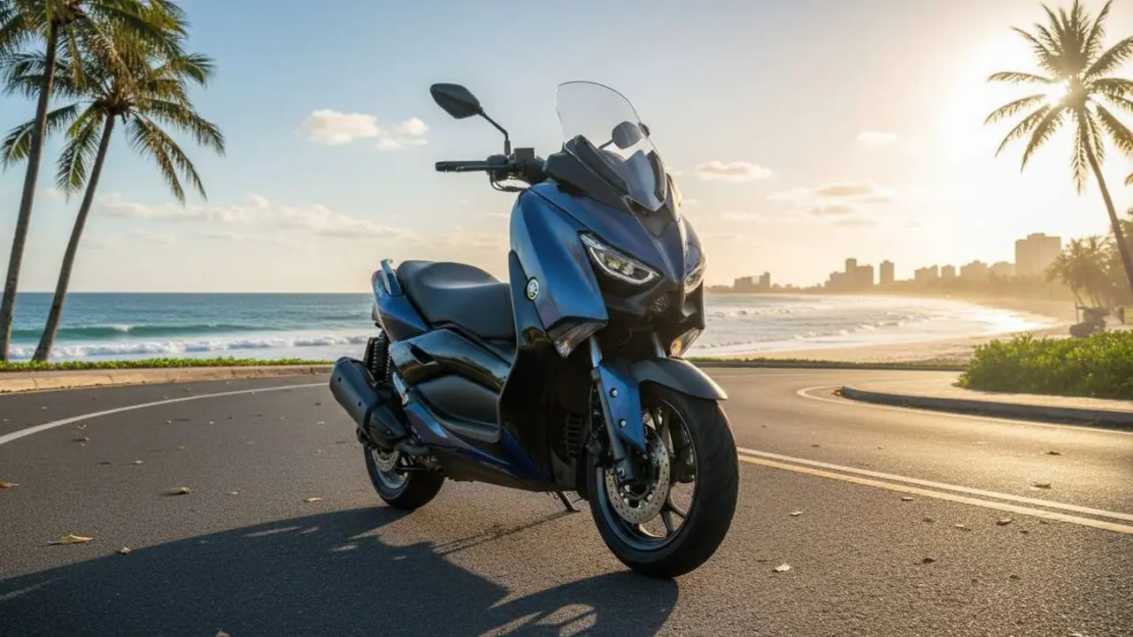  Yamaha XMax 300 2026 destacando su dise&ntilde;o moderno y caracter&iacute;sticas con precios actualizados &mdash; Imagen generada por IA 