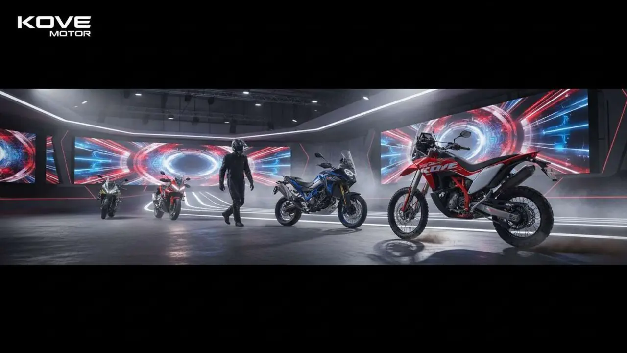  Motos Kove Motor 2026 en acci&oacute;n mostrando dise&ntilde;o innovador que compite con KTM en el mercado global &mdash; Imagen generada por IA 