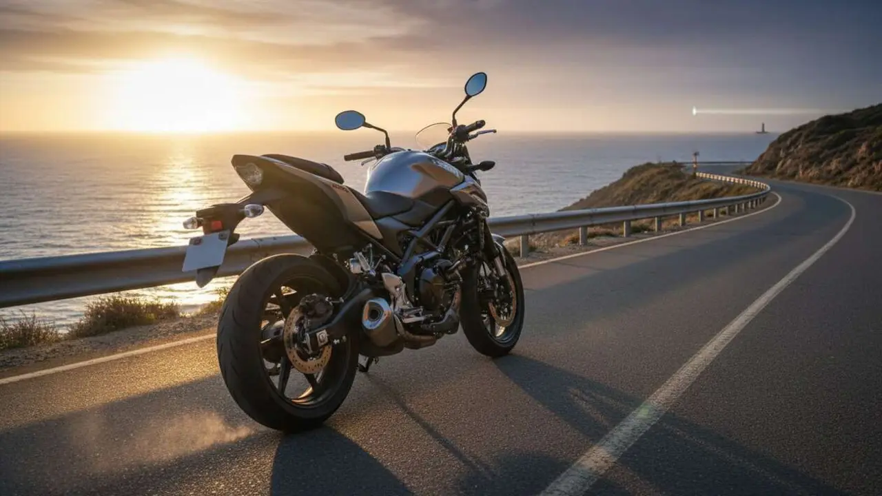  Suzuki SV-7GX 2026 moto crossover con motor V2 potente dise&ntilde;o innovador y tecnolog&iacute;a avanzada para aventura urbana y carretera &mdash; Imagen generada por IA 