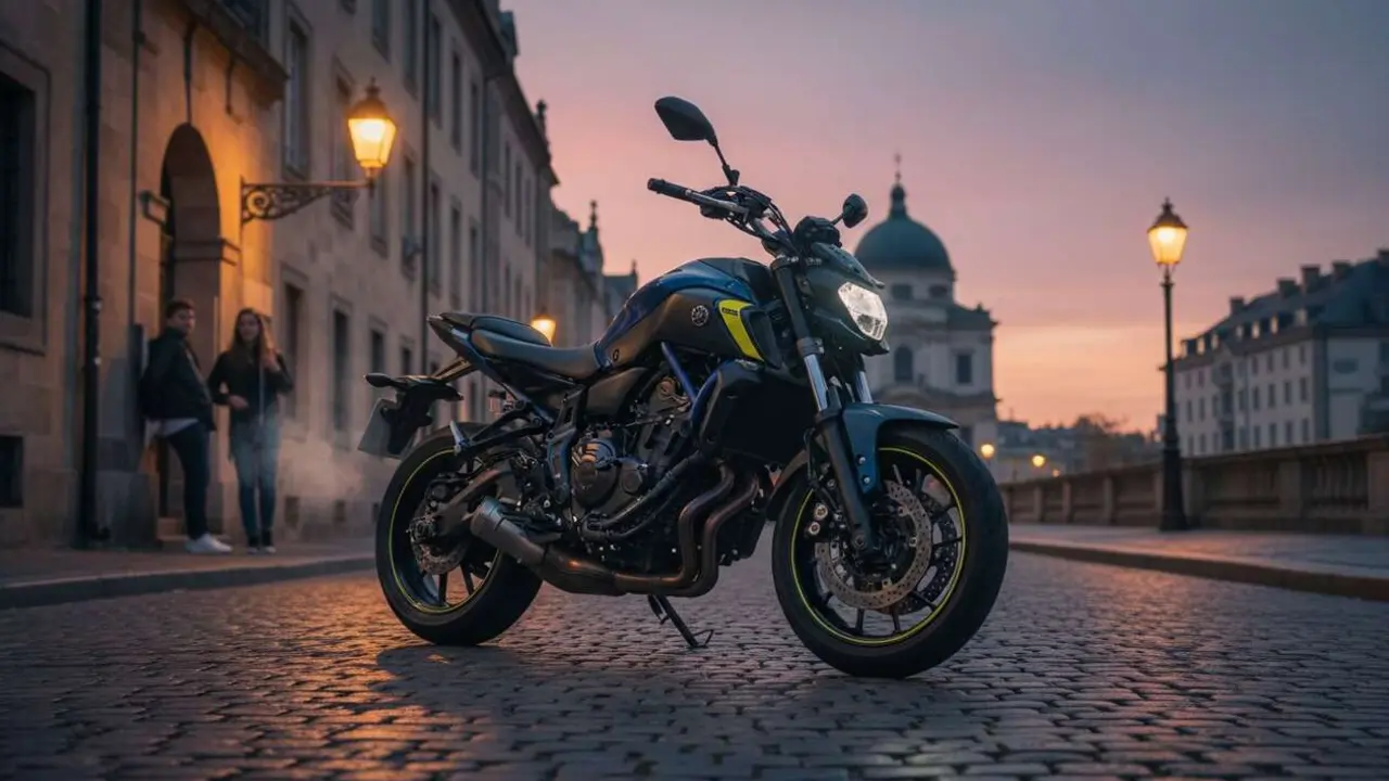  Yamaha MT-07 destacada en carretera mostrando por qu&eacute; sigue siendo la moto naked favorita entre los motociclistas &mdash; Imagen generada por IA 