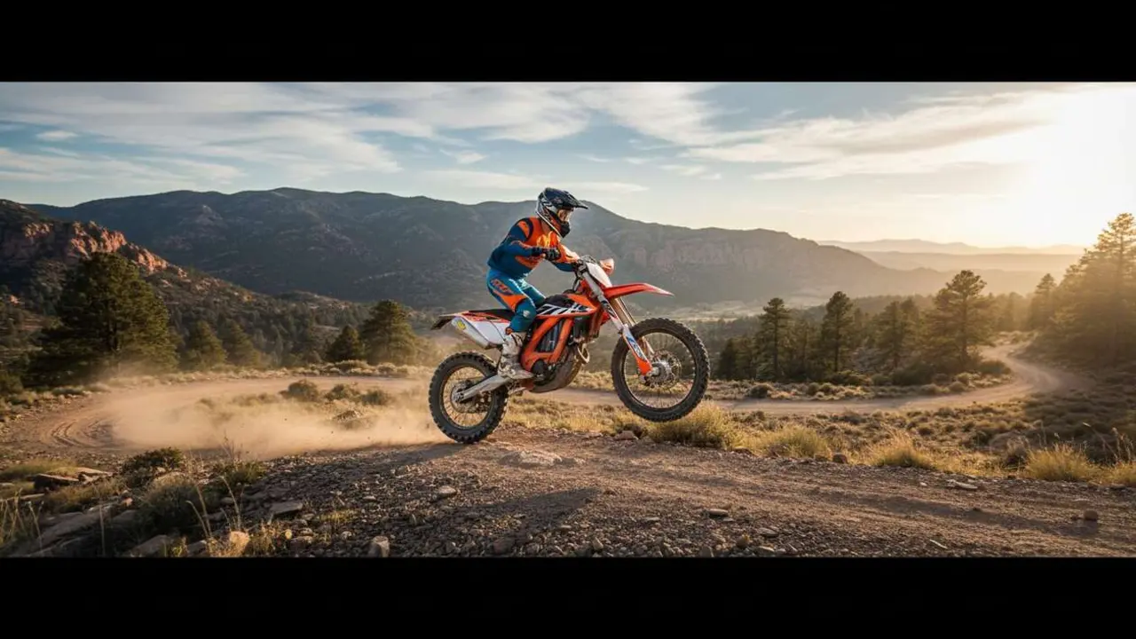  KTM Freeride E moto off-road el&eacute;ctrica ideal para aventuras y amantes del motociclismo sostenible y potente &mdash; Imagen generada por IA 