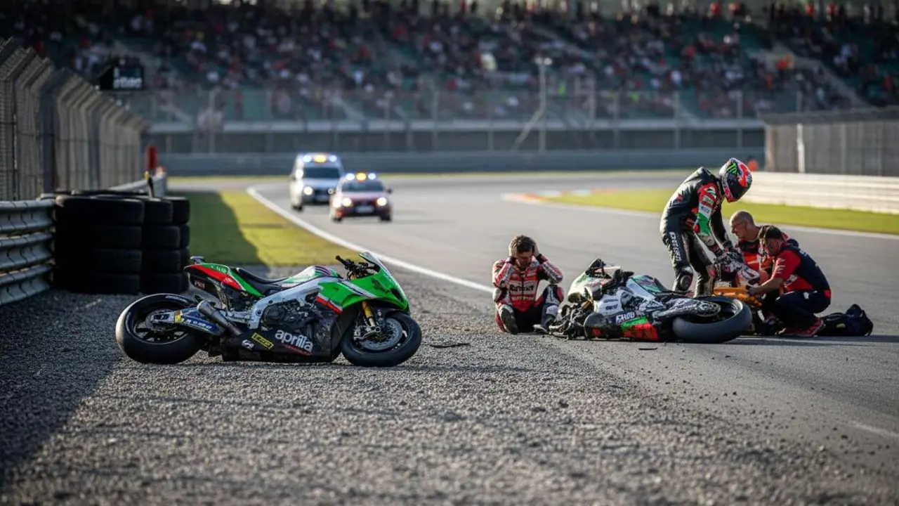  Pilotos de Aprilia en crisis durante el Gran Premio de Montmel&oacute; 2026 y los desaf&iacute;os en la competici&oacute;n &mdash; Imagen generada por IA 