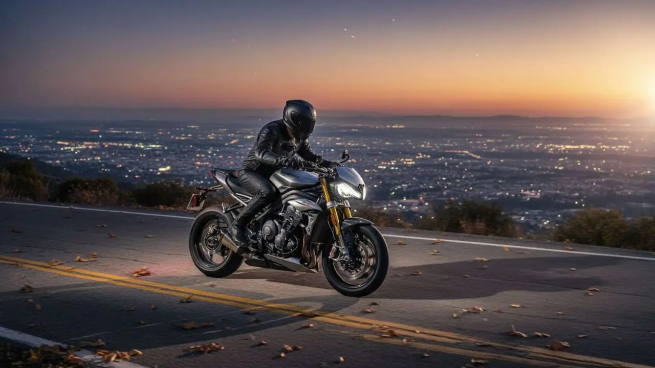  Triumph Speed Triple 1200 RS 2026 en acci&oacute;n, la naked deportiva imparable y evoluci&oacute;n definitiva &mdash; Imagen generada por IA 