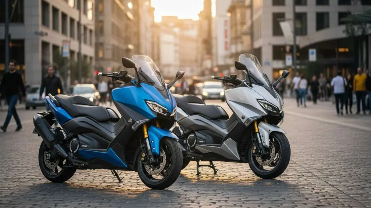  Scooter QJMotor chino m&aacute;s potente y barato que desaf&iacute;a a Yamaha TMax en rendimiento y precio competitivo &mdash; Imagen generada por IA 