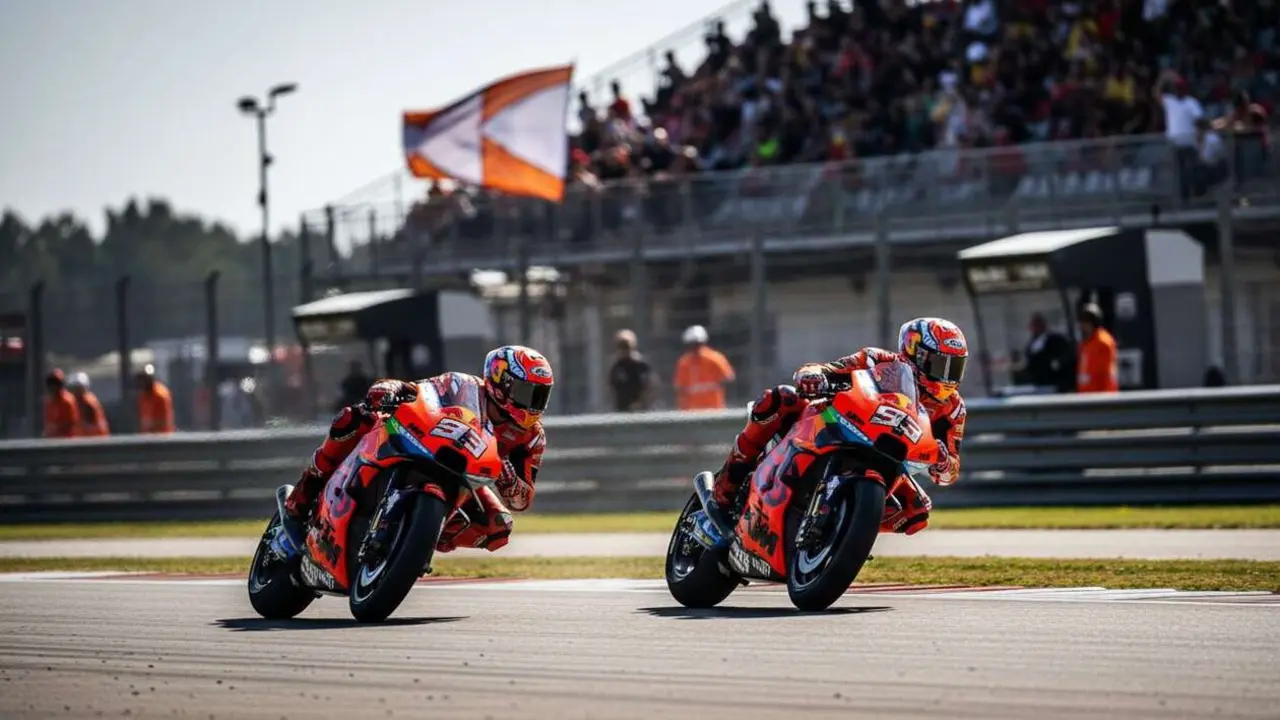  Pilotos &Aacute;lex M&aacute;rquez y Pol Espargar&oacute; en la revolucionaria temporada de KTM en MotoGP 2024 &mdash; Imagen generada por IA 