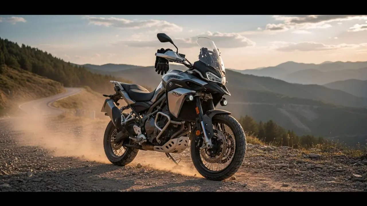  Zontes 703T moto trail tricil&iacute;ndrica con excelente rendimiento y precio accesible para aventureros y motociclistas &mdash; Imagen generada por IA 