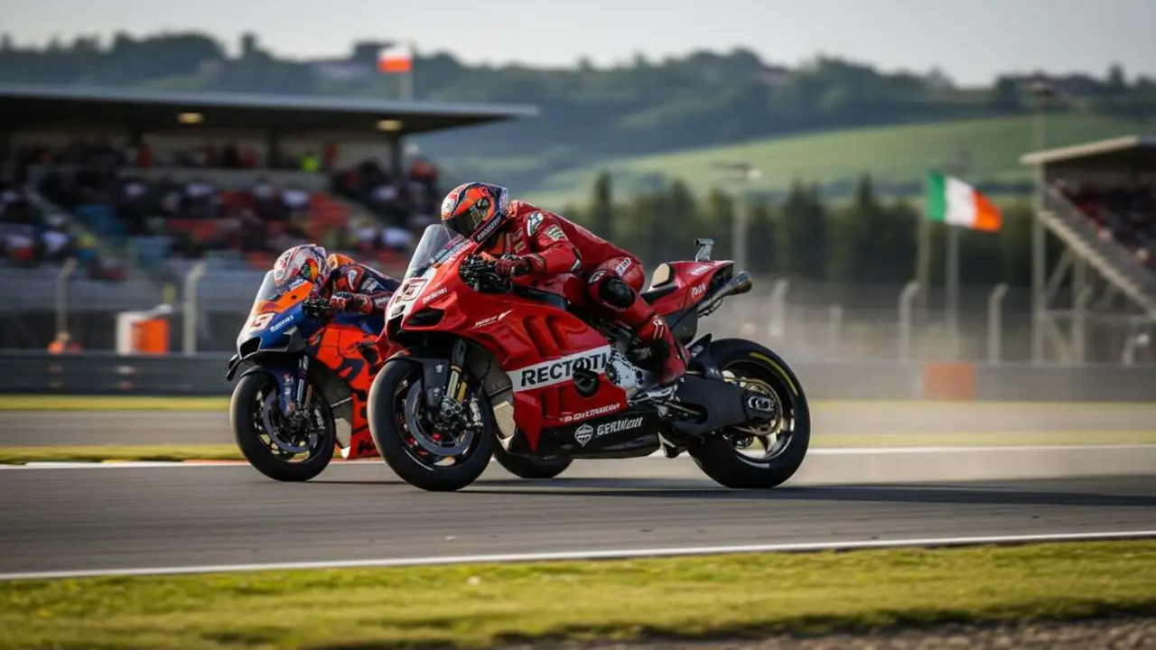  Ducati y KTM compitiendo por el dominio en MotoGP y el r&eacute;cord hist&oacute;rico del circuito de Mugello &mdash; Imagen generada por IA 