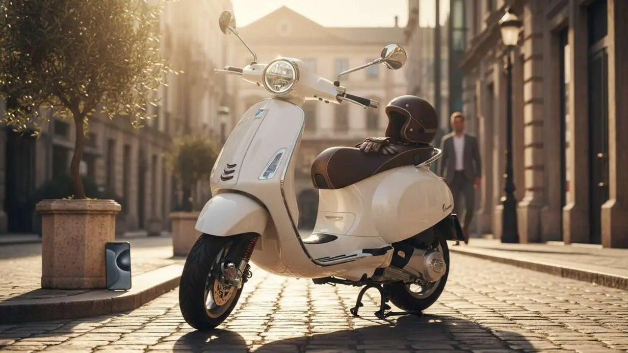  Nueva Vespa de Piaggio con dise&ntilde;o moderno y tecnolog&iacute;a avanzada que enamora a los amantes del scooter &mdash; Imagen generada por IA 