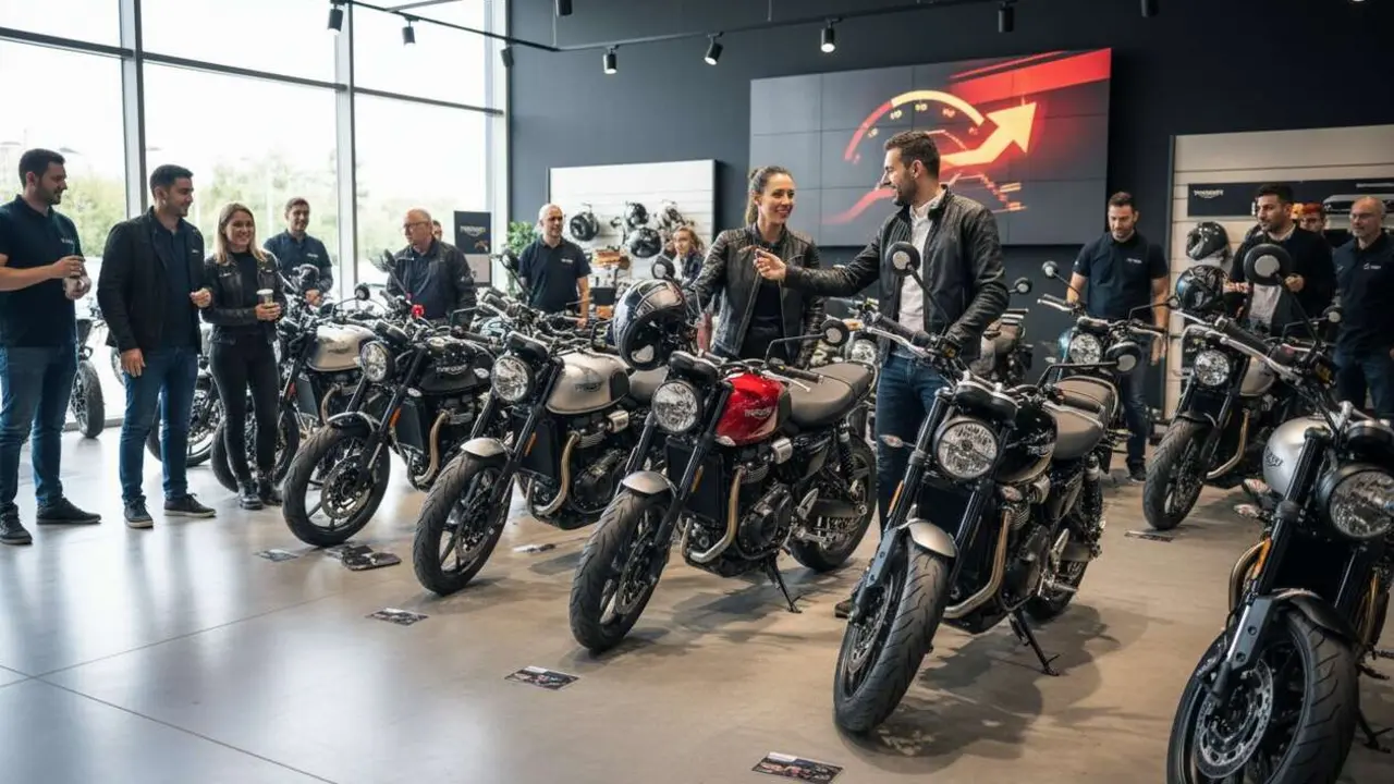  Motocicleta Triumph 400cc con dise&ntilde;o moderno y descuentos exclusivos en Espa&ntilde;a para acelerar ventas este a&ntilde;o &mdash; Imagen generada por IA 