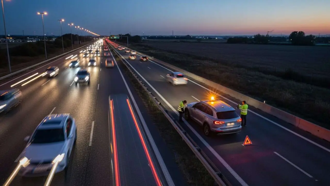  Baliza V16 obligatoria seg&uacute;n la DGT para evitar multas de 80 euros y garantizar la seguridad vial &mdash; Imagen generada por IA 