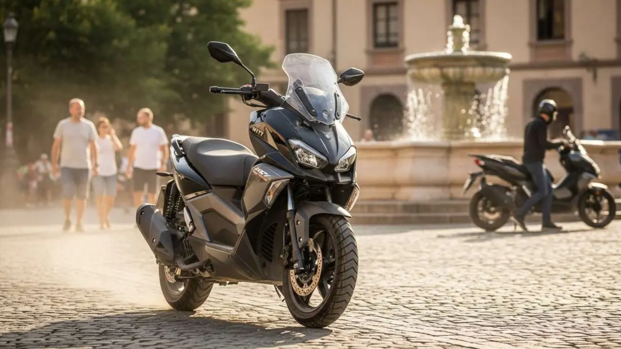  Scooter MITT ADV Pro 125 en carretera, la mejor opci&oacute;n crossover por menos de 3100 euros &mdash; Imagen generada por IA 
