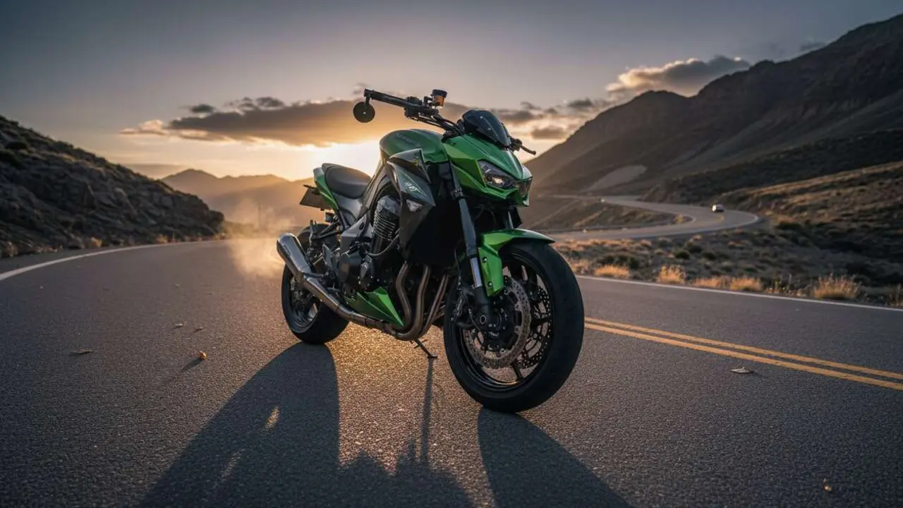  Kawasaki Z1000 Turbo en acci&oacute;n con m&aacute;s de 200 caballos de potencia que revolucionan el mundo de las motos deportivas &mdash; Imagen generada por IA 