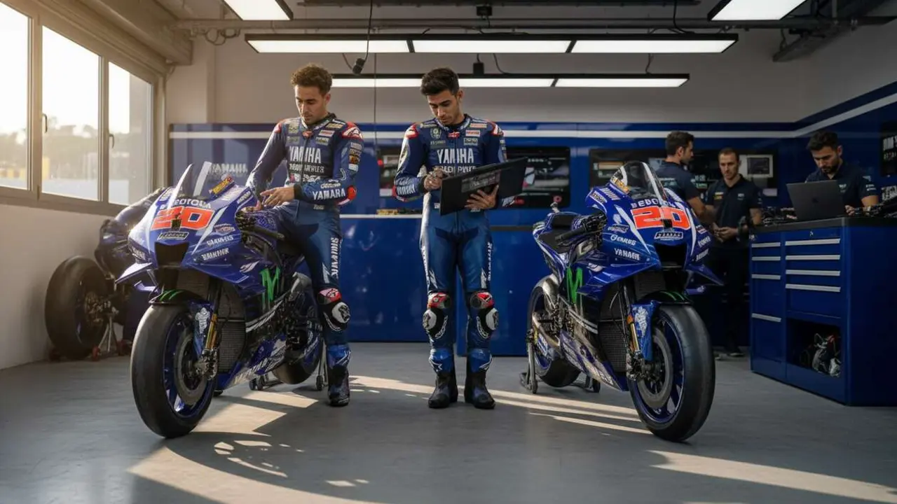  &Aacute;lex Rins y Quartararo analizan el rendimiento actual de Yamaha en MotoGP y su futuro competitivo &mdash; Imagen generada por IA 