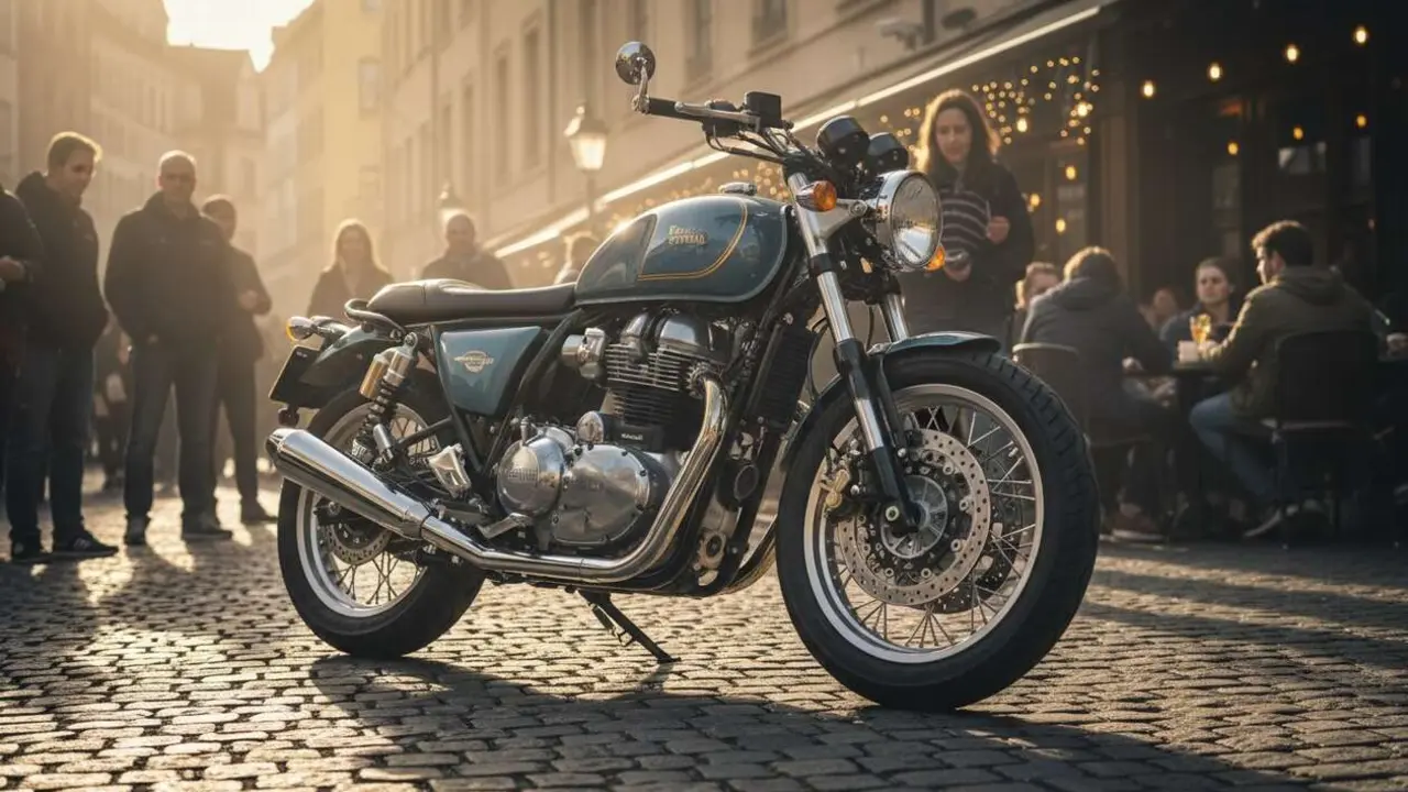  Nueva Royal Enfield Shotgun 650 SHAAN sorprendiendo a Europa con dise&ntilde;o y tecnolog&iacute;a innovadora &mdash; Imagen generada por IA 