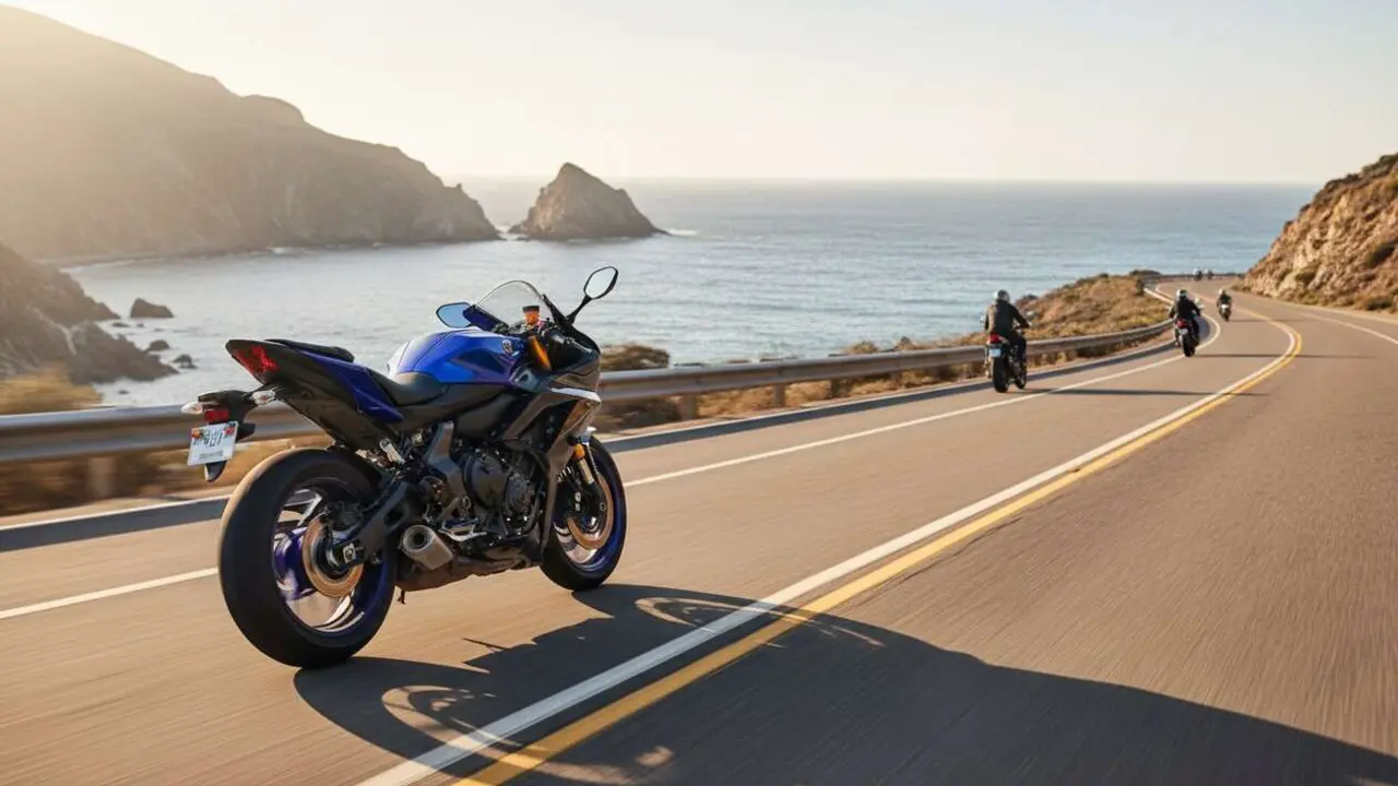  Yamaha R7 motocicleta deportiva revolucionaria con dise&ntilde;o agresivo y altas prestaciones para riders exigentes &mdash; Imagen generada por IA 