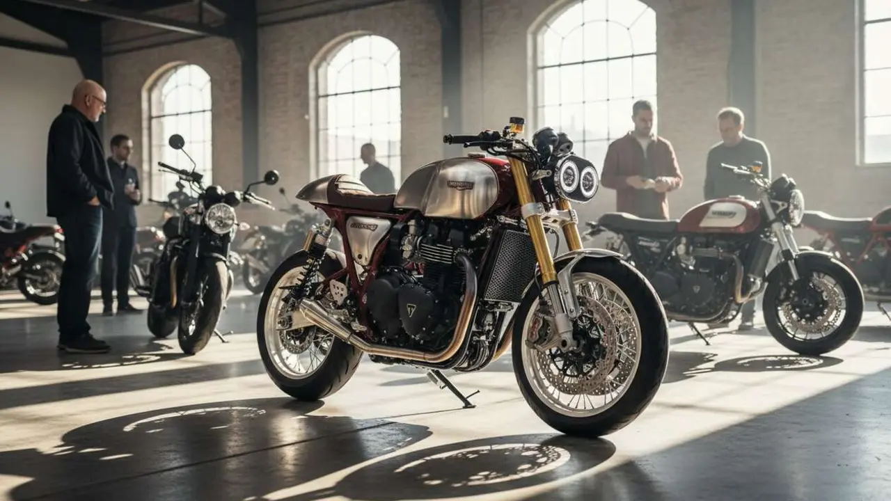  Morbidelli Neo Retro 1200 en exposici&oacute;n, rival directo de Triumph y Ducati en motocicletas cl&aacute;sicas modernas &mdash; Imagen generada por IA 