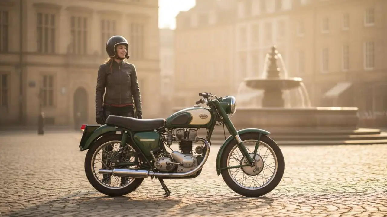  BSA Bantam 350 moto retro ideal para carnet A2 con dise&ntilde;o cl&aacute;sico y rendimiento eficiente &mdash; Imagen generada por IA 
