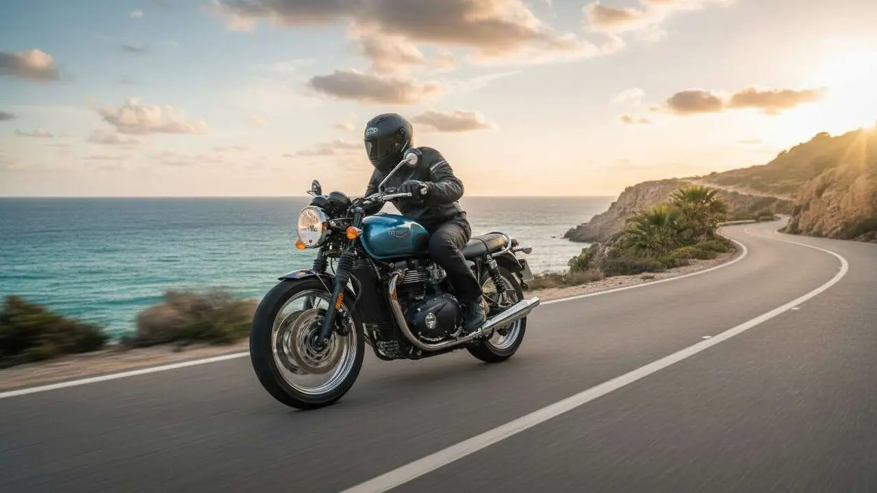  Triumph Bonneville 2026 con tecnolog&iacute;a ABS en curvas para una experiencia de conducci&oacute;n m&aacute;s segura y avanzada &mdash; Imagen generada por IA 