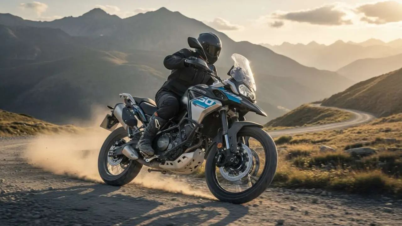  CFMOTO 250 Dual 2026 en acci&oacute;n, la trail adventure que est&aacute; revolucionando el mercado de motos todoterreno &mdash; Imagen generada por IA 