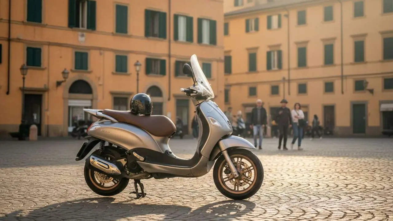  Piaggio Beverly edici&oacute;n 25 Aniversario en detalle mostrando dise&ntilde;o y caracter&iacute;sticas exclusivas de la moto &mdash; Imagen generada por IA 