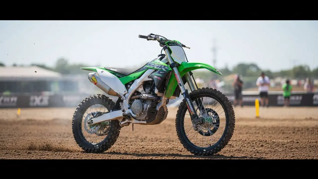  Kawasaki KX450 2026 en acci&oacute;n durante la prueba completa y an&aacute;lisis de sus secretos y mejoras principales &mdash; Imagen generada por IA 