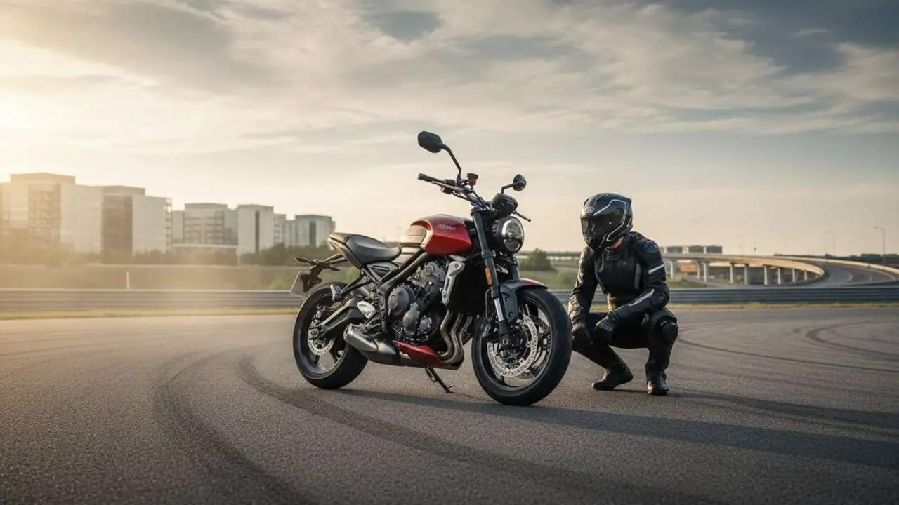  Triumph Trident 660 2026 destacada en carretera mostrando su potencia mejorada y dise&ntilde;o moderno &mdash; Imagen generada por IA 